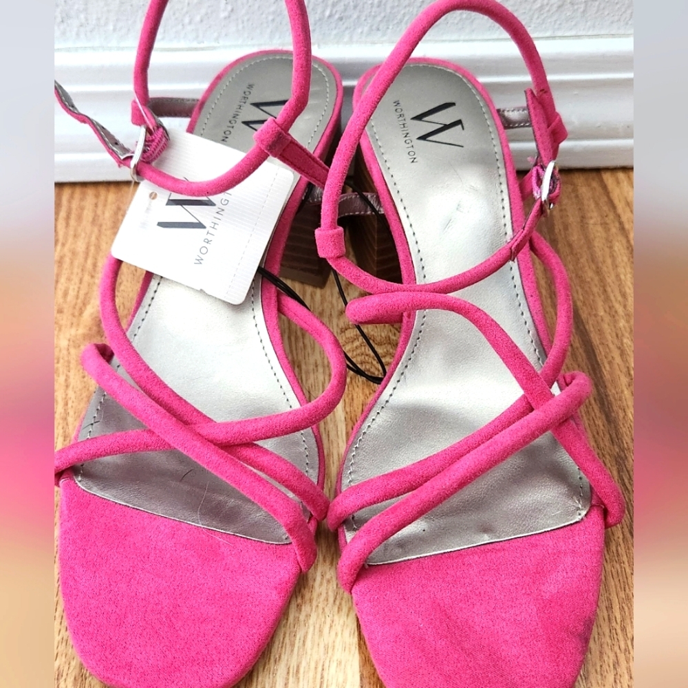 Worthington Pink Strappy Sandals with Low Heel